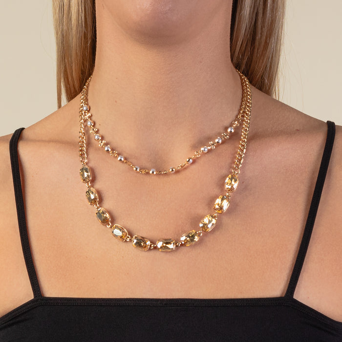 1205 - Crystal Necklace - Gold