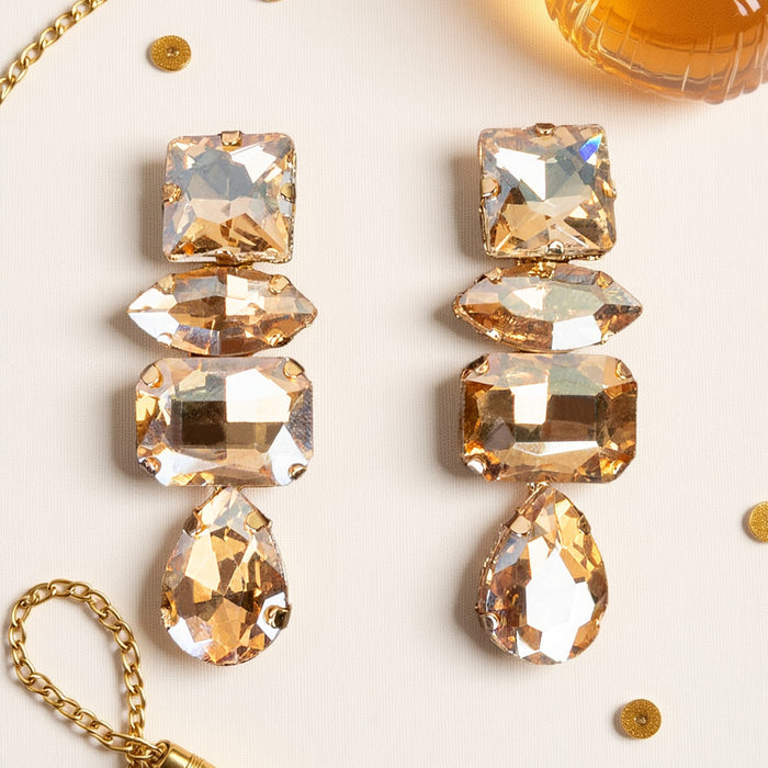 13032 - Crystal Drop Earrings - Gold