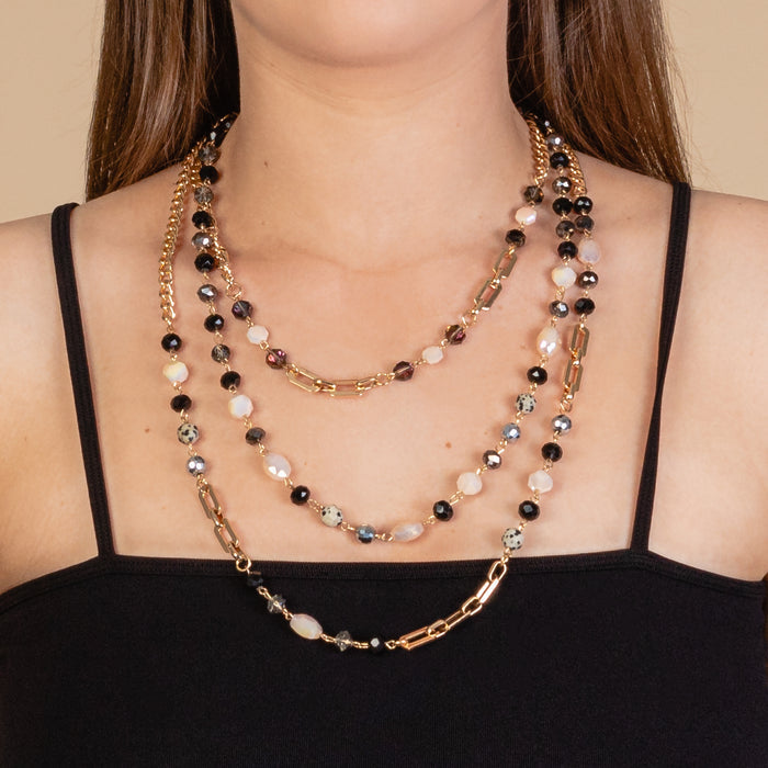72936 - Layered Beaded Necklace - Black