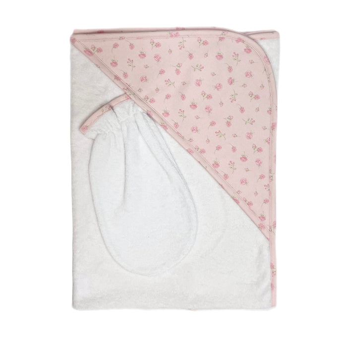 BCC Rosebuds Printed Hooded Towel w/Mitt