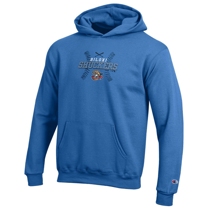 Biloxi Shuckers Champion Youth Hoodie with Batting Oyster