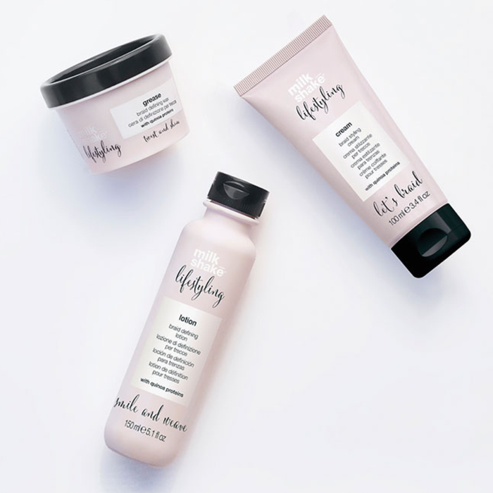 Three hair care products from milk_shake 'Lifestyle' on a white background