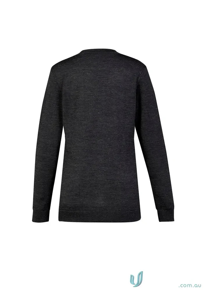 Dark gray merino wool knit crew-neck shirt from Button Front Knit Cardigan CK045LC
