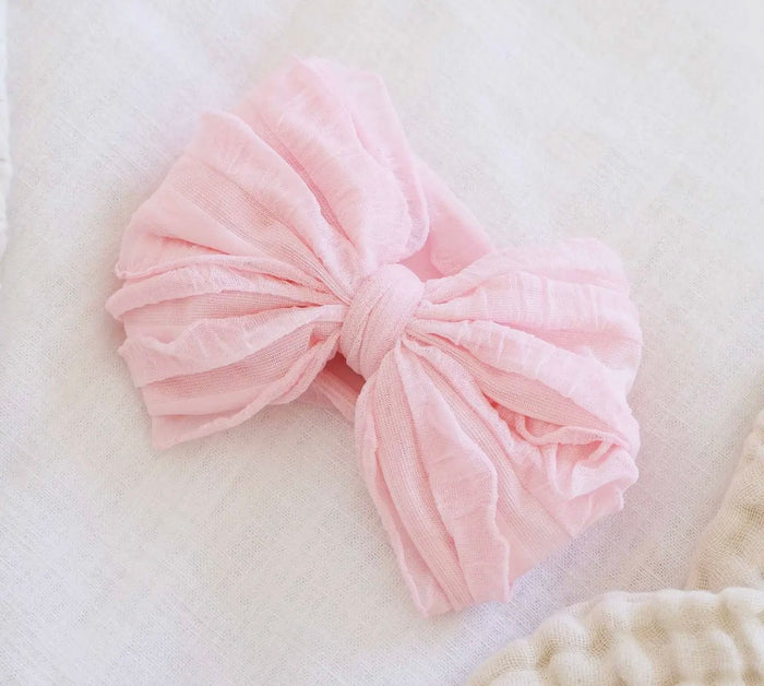 Caden Lane Large Ruffle Knit Bow - Pink