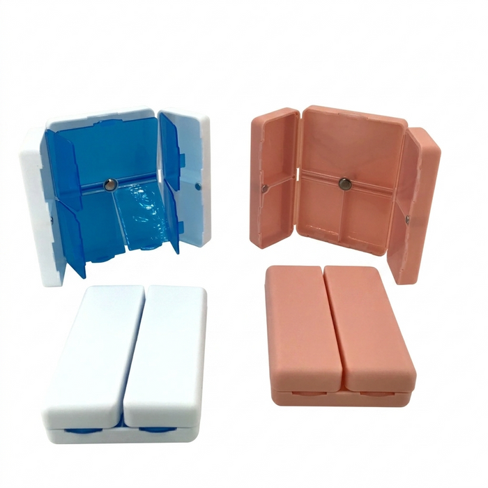 White and Peach 7-compartment foldable pill case