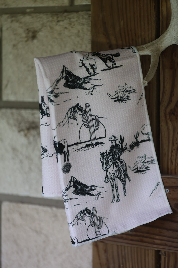 Cowboy Scene Kitchen/Bathroom Towel