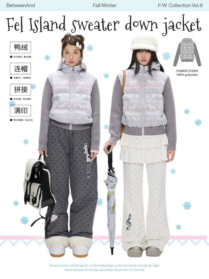 Fel Isle knit-trim down jacket (90% duck down)