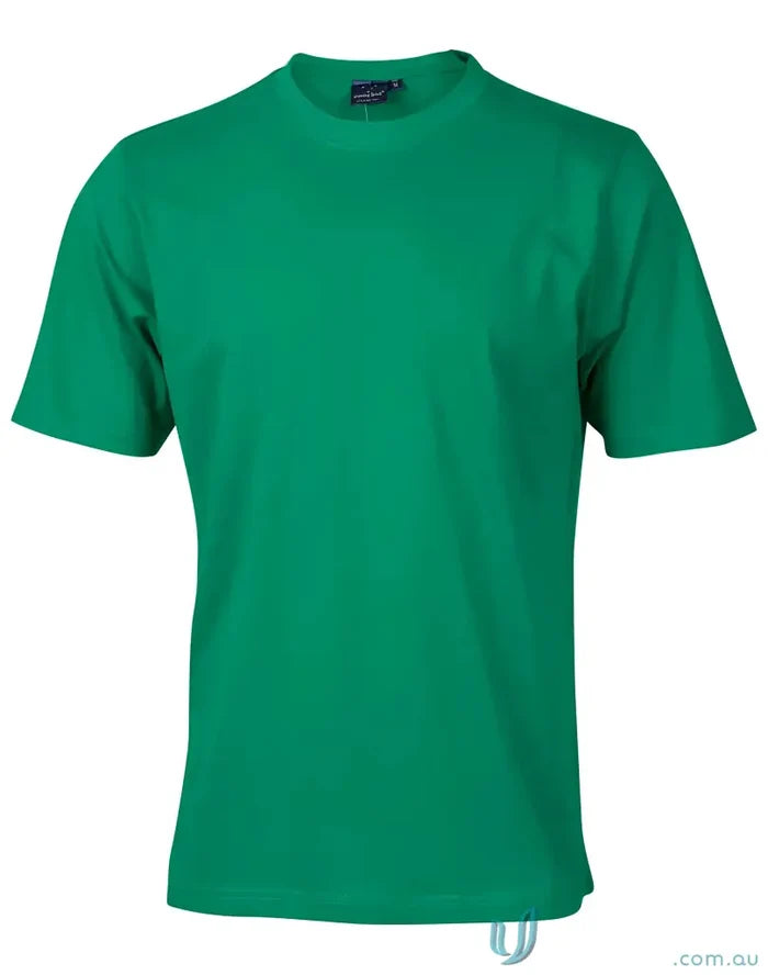 Green short-sleeved tee in combed cotton, perfect for uniforms or workwear