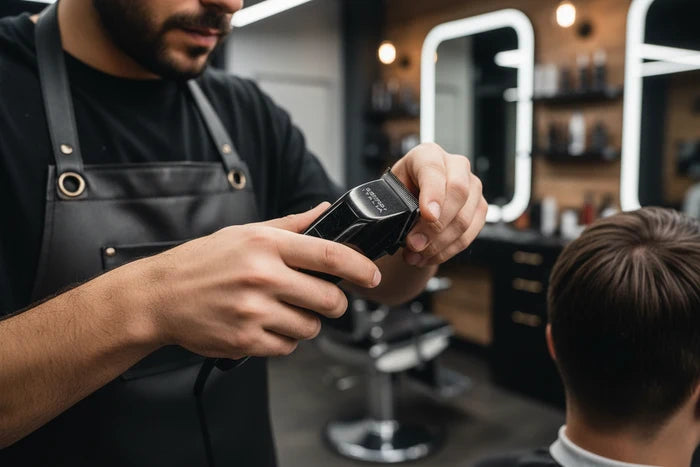 Gamma+ Fade Blade professional clipper blade for skin fades, taper cuts, blending and precision barbering. Salnservdirect.com, Leicester LE5 5LD