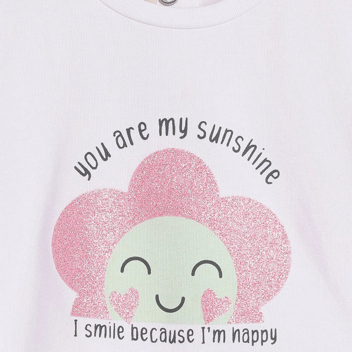 Girls White Graphic Printed T-shirt