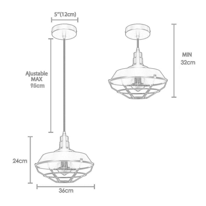 Grey Pendant Light Industrial Single Ceiling Hanging Lighting Fixture~1546