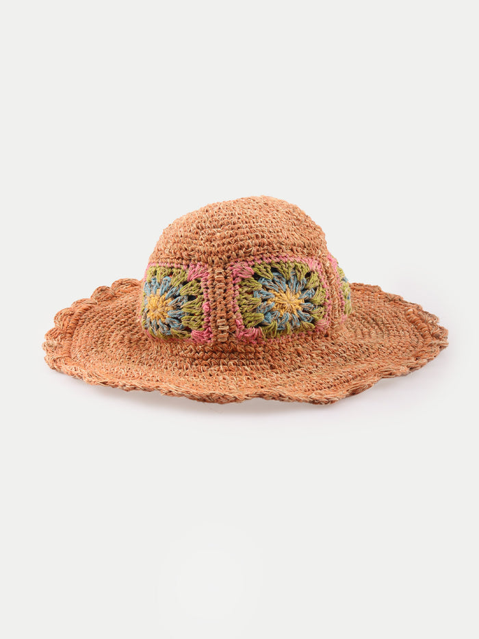 Hemp Cotton Flower Sun Hat | Clay-Image 2