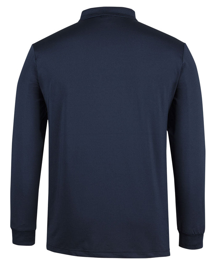 JBs podium long sleeve stretch polo in navy blue with ribbed collar