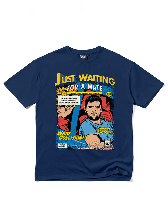 Just Waiting for a Mate T-Shirt | Navy-Image 1