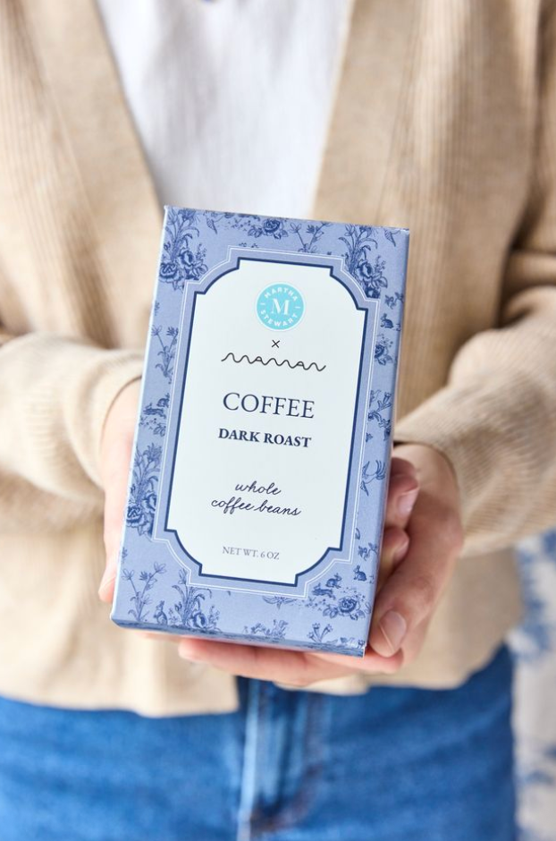 Box of dark roast coffee from the Martha Stewart x Maman collection.