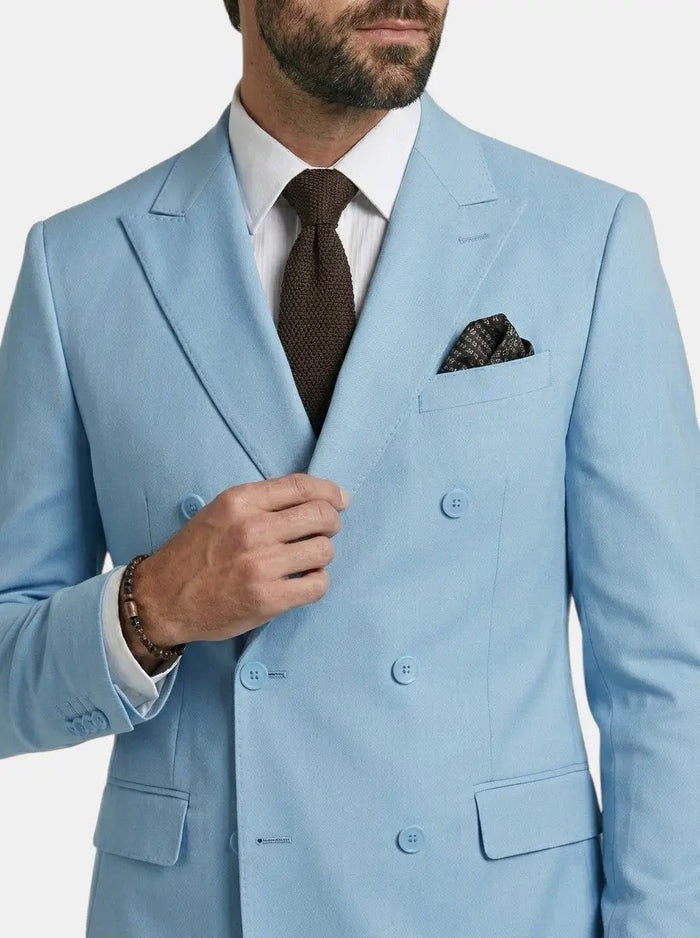 Male model wearing a tailored slim fit black woven wedding suit for groomsmen, styled for formal wedding attire.