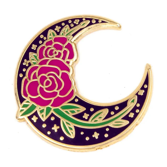Rose Moon Enamel Pin