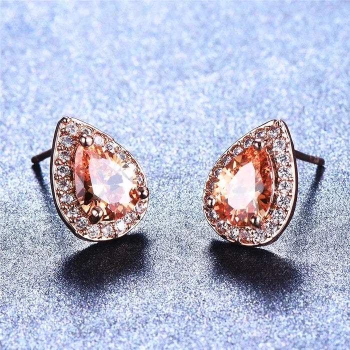 Wedding Jewelry - Rose Gold Bridal Earrings, Bridesmaids Gift