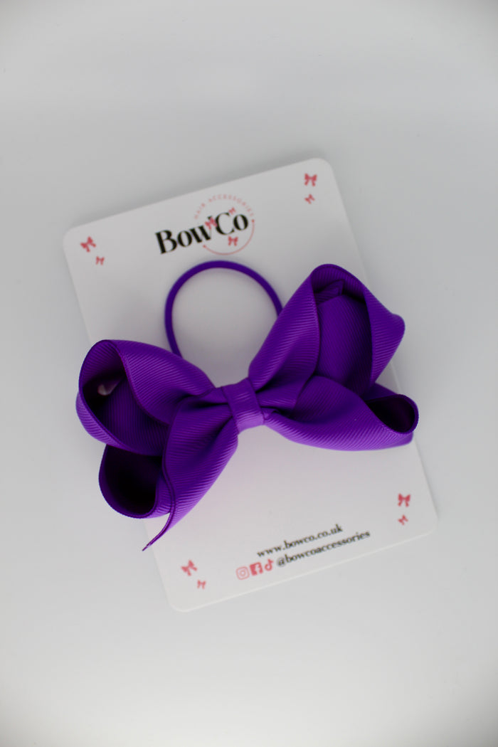 School Purple Bow - Loop Bow - Elastic