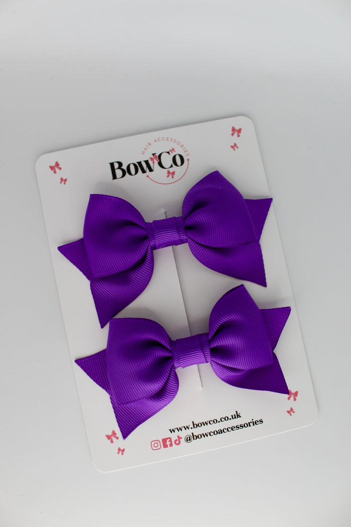 School Purple Bows - Bow Tail Set - Clip