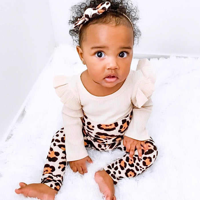 Taupe Leopard Ribbed Headbands