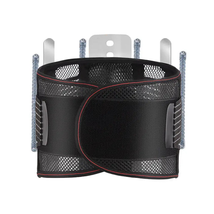 Unisex breathable mesh lumbar support belt with ergonomic design, back brace for pain relief, suitable for back support and comfort.
