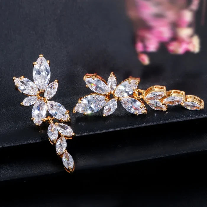 Wedding Jewelry - Cubic Zirconia Bridal Earrings - Available in Silver, Rose Gold and Yellow Gold