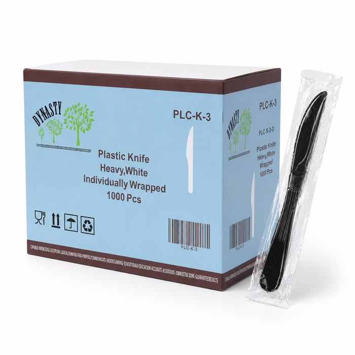 White Medium Individually Wrapped Plastic Knives