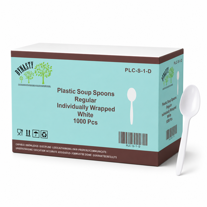 White Medium Plastic Soup Spoons