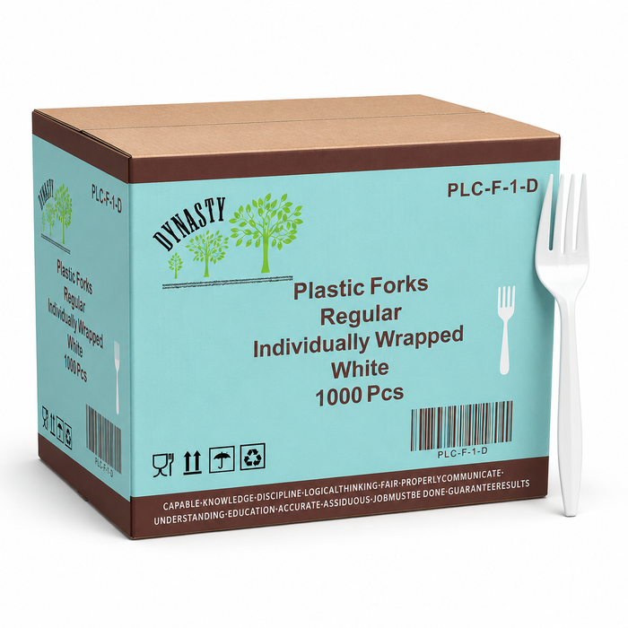 White Medium Wrapped Plastic Forks