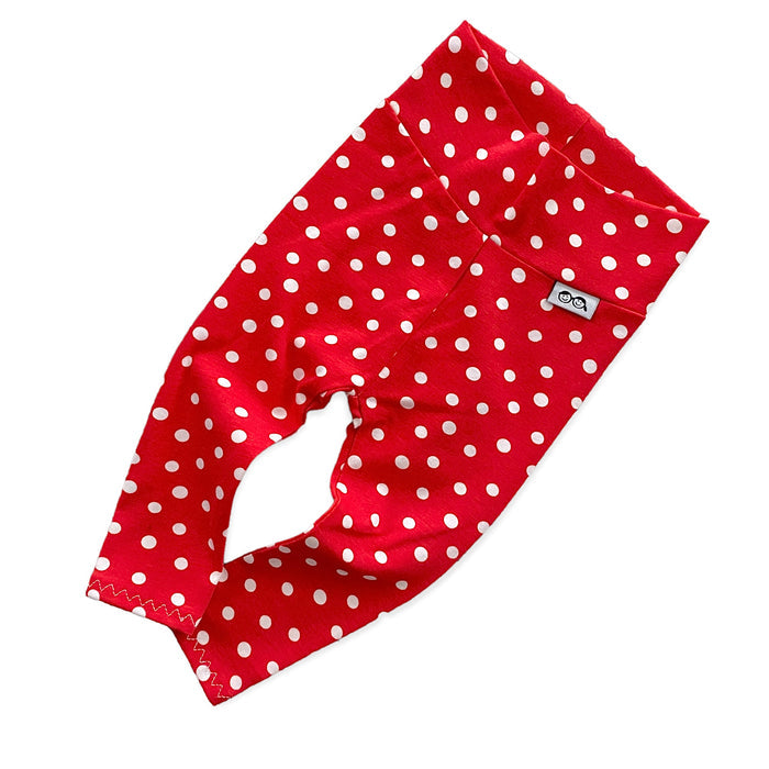 White Polka Dots on Red Leggings