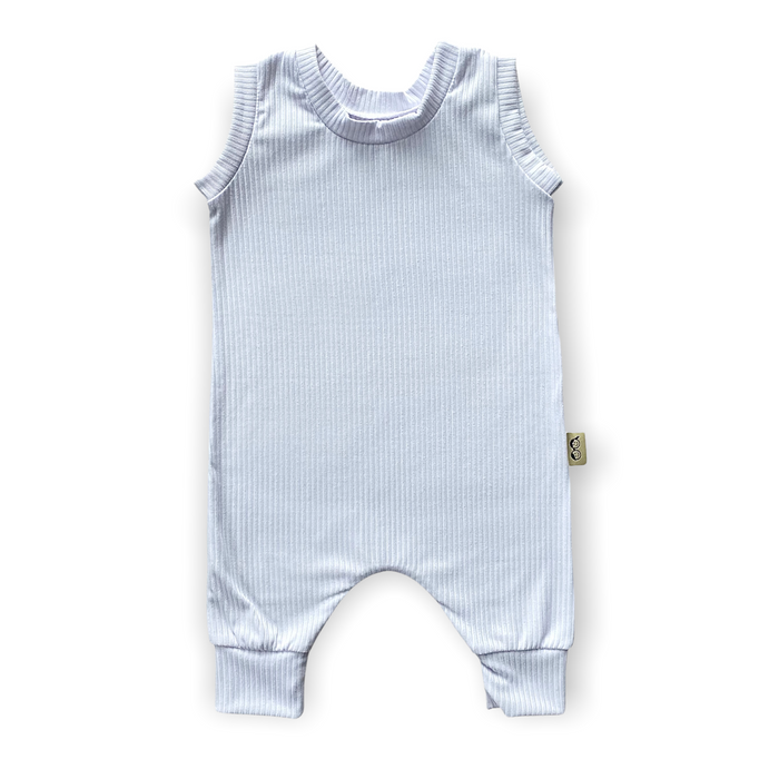 White Rib Harem Romper