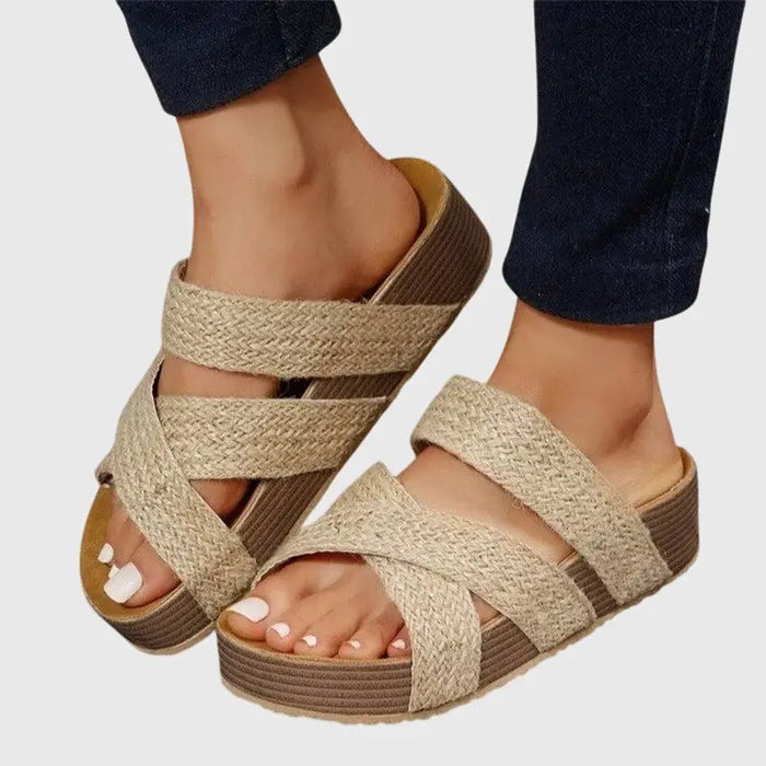 Women wearing comfortable cushioned orthopedic sandals from LondonLaneStore, stylish all-day summer footwear with supportive design.
