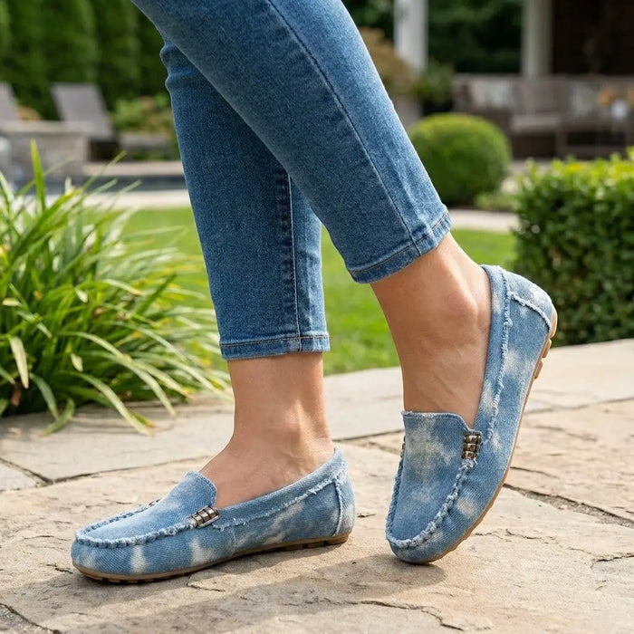 Women's denim-inspired casual orthopedic shoes by LondonLaneStore with relaxed fit and comfortable design for everyday wear.