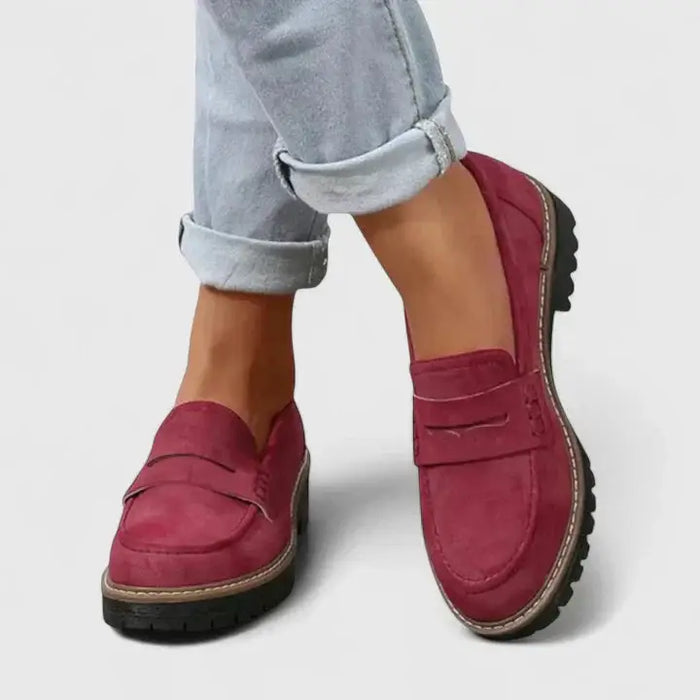 Women's ergonomic leather loafers by LondonLaneStore, classic slip-on shoes with a comfortable and stylish design.