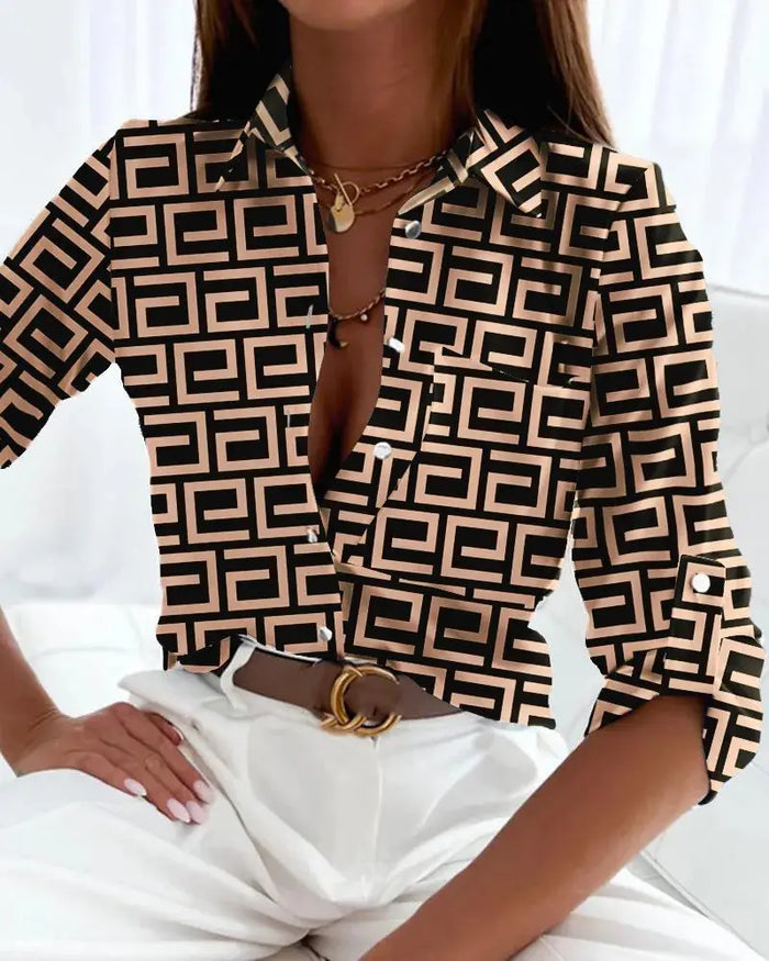Women’s lightweight artistic print blouse by LondonLaneStore featuring a stylish draped summer top with vibrant patterns.