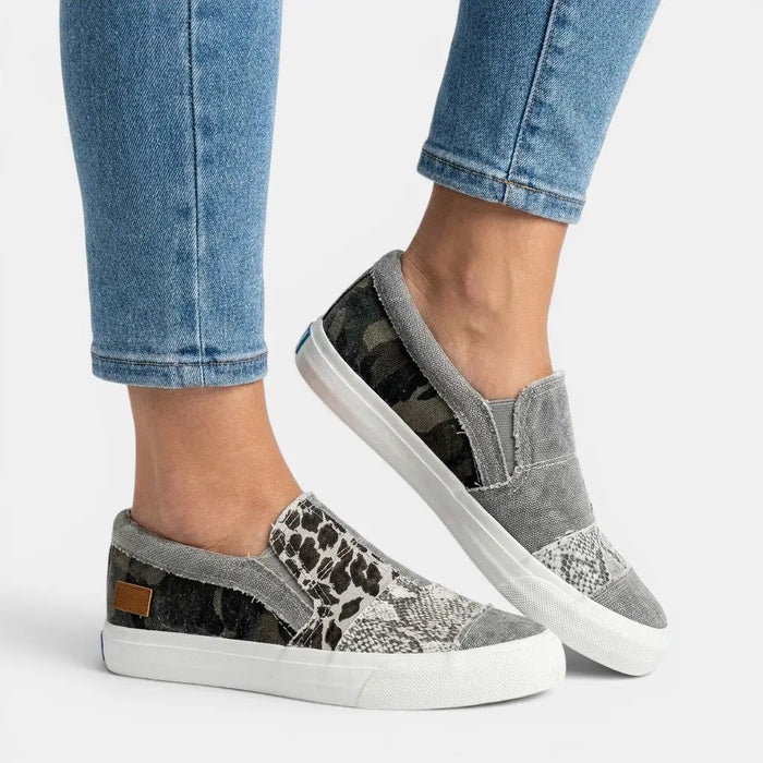 Women's lightweight canvas slip-on sneakers by LondonLaneStore, showcasing comfortable orthopedic shoes with breathable fabric and casual style.