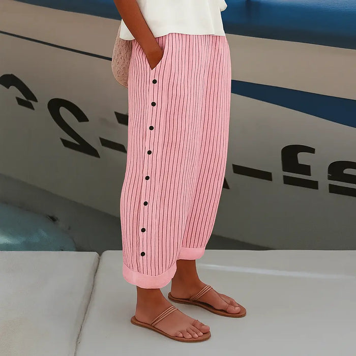 Women's soft fabric straight-leg pants by LondonLaneStore featuring a relaxed fit and front pockets for casual everyday wear.