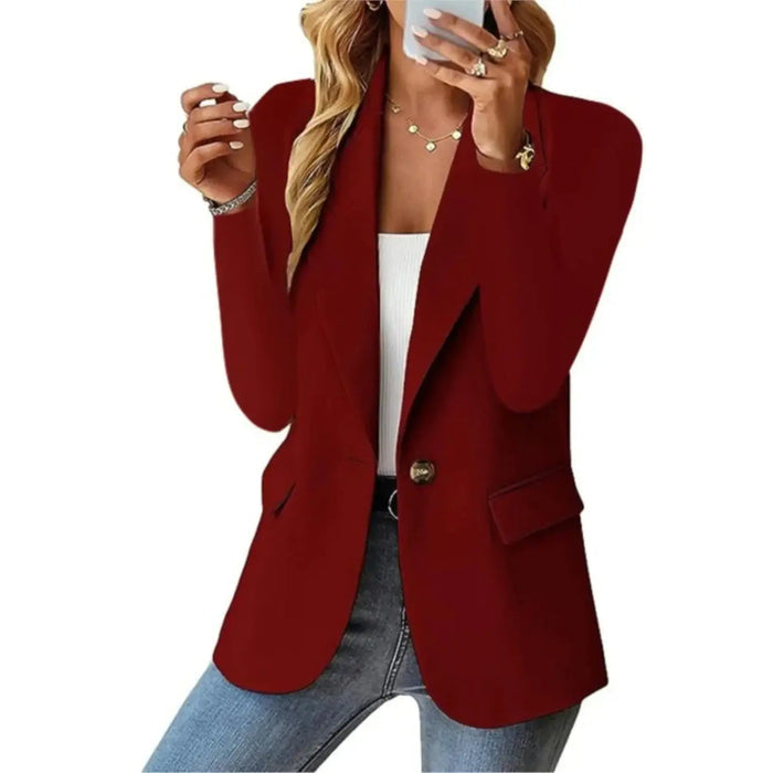 Women's softly structured black blazer by LondonLaneStore, tailored jacket with a sleek fit, perfect for all occasions.