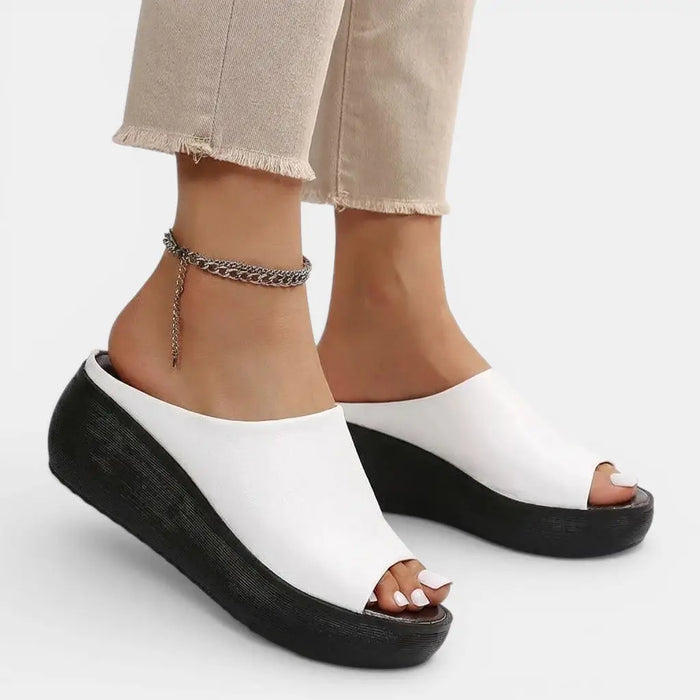 Women's synthetic cushioned slide sandals by LondonLaneStore, featuring elegant design and comfortable orthopedic summer footwear.