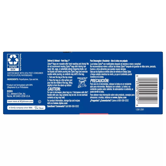 Ziploc Quart Storage Bags, 48ct - 9 Pack