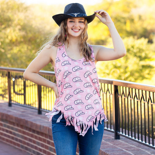 10979 - Cowboy Hat Tank Top with Fringe