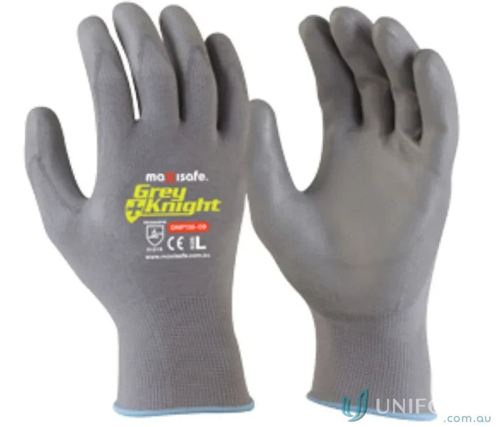 Pair of gray work gloves ideal for small parts handling and workwear tasks