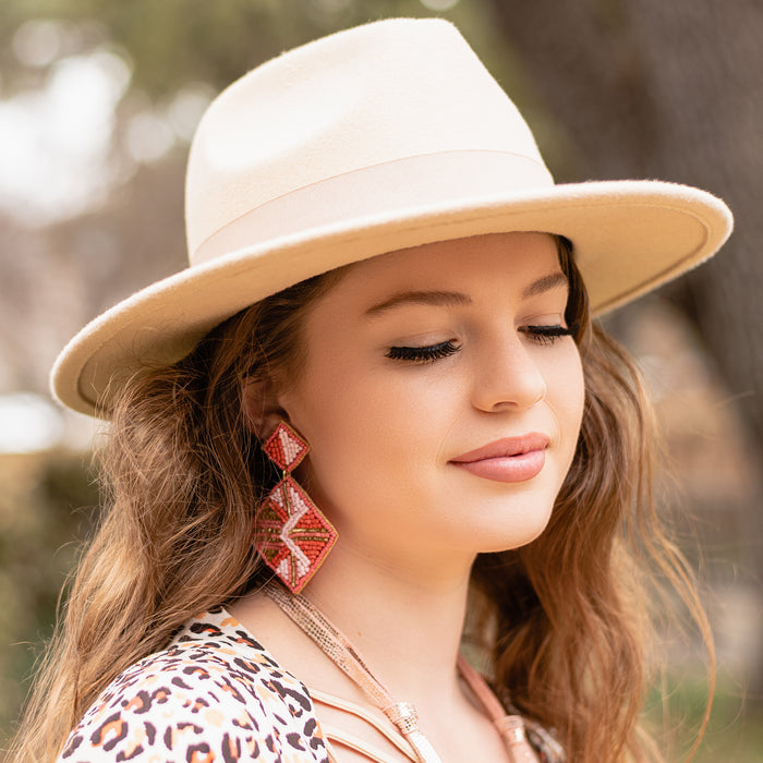 1530 - Beaded Earrings - Peach