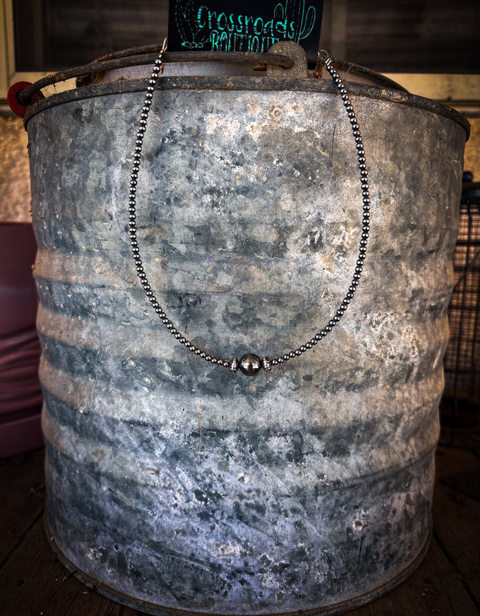 3MM Sterling Silver Pearl with 10MM Necklace