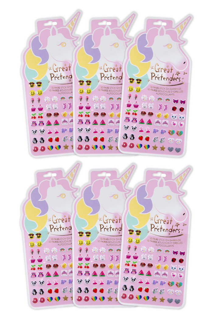 6 Packs of Unicorn Sticker Earrings
