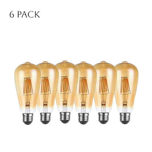 6Pack-E27 8W ST64 Screw Dimmable LEDSone Long Filament Bulb ~4173