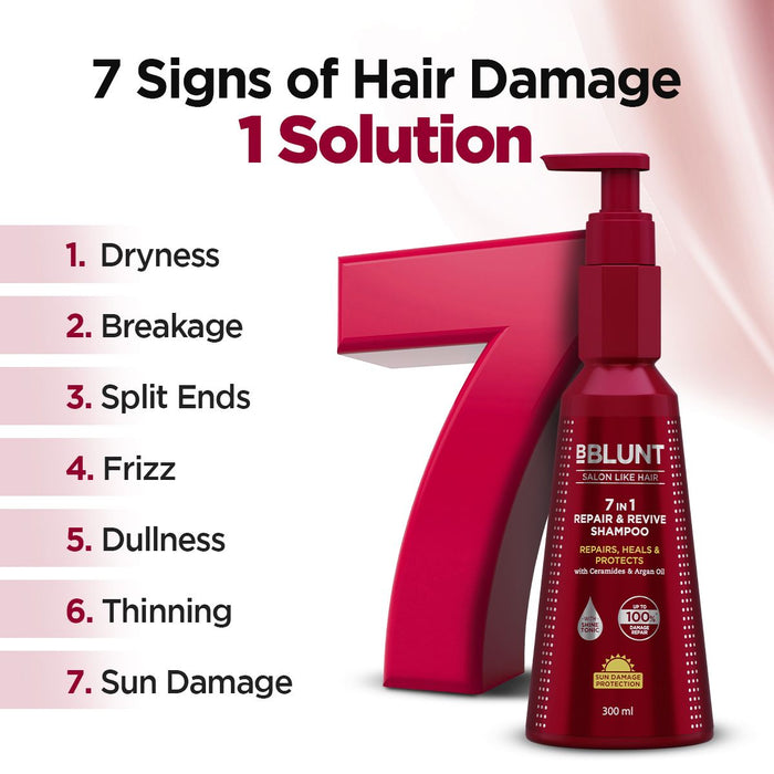 7 in 1 Repair & Revive Shampoo for Upto 100% Damage Repair - 300ml(Pack of 2)