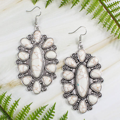 73944 - Turquoise Earrings - White Turquoise Silver