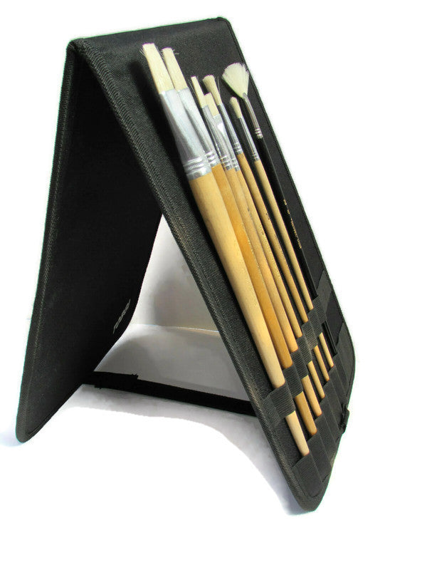 7pcs Artist Paint Brush Set White Bristle Hair Oil-Acrylic with Brush Case